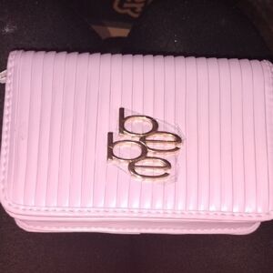 Bebe Pink Ribbed Crossbody Bag